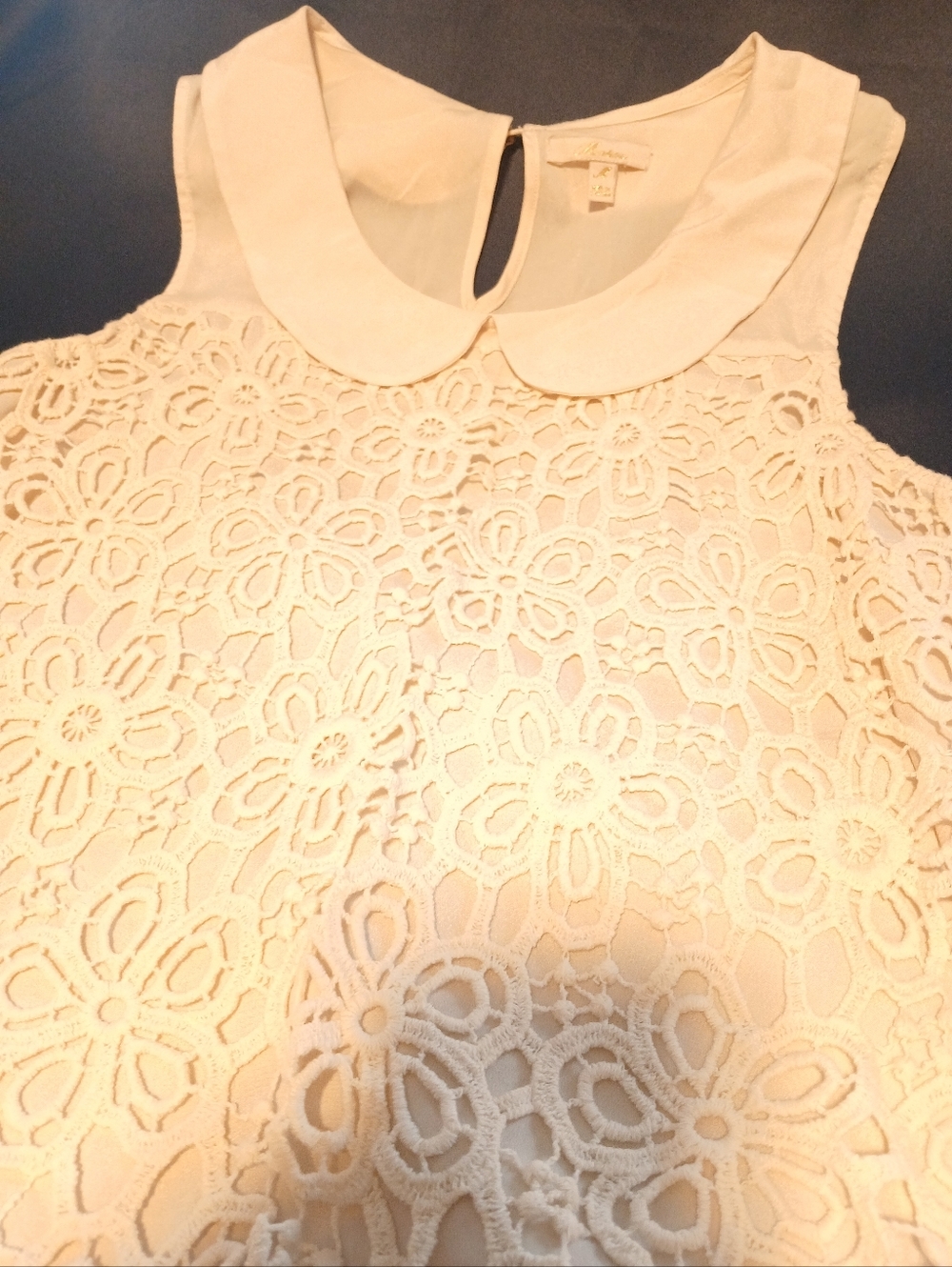 Monteau Cream Lace Peter Pan Collar Blouse